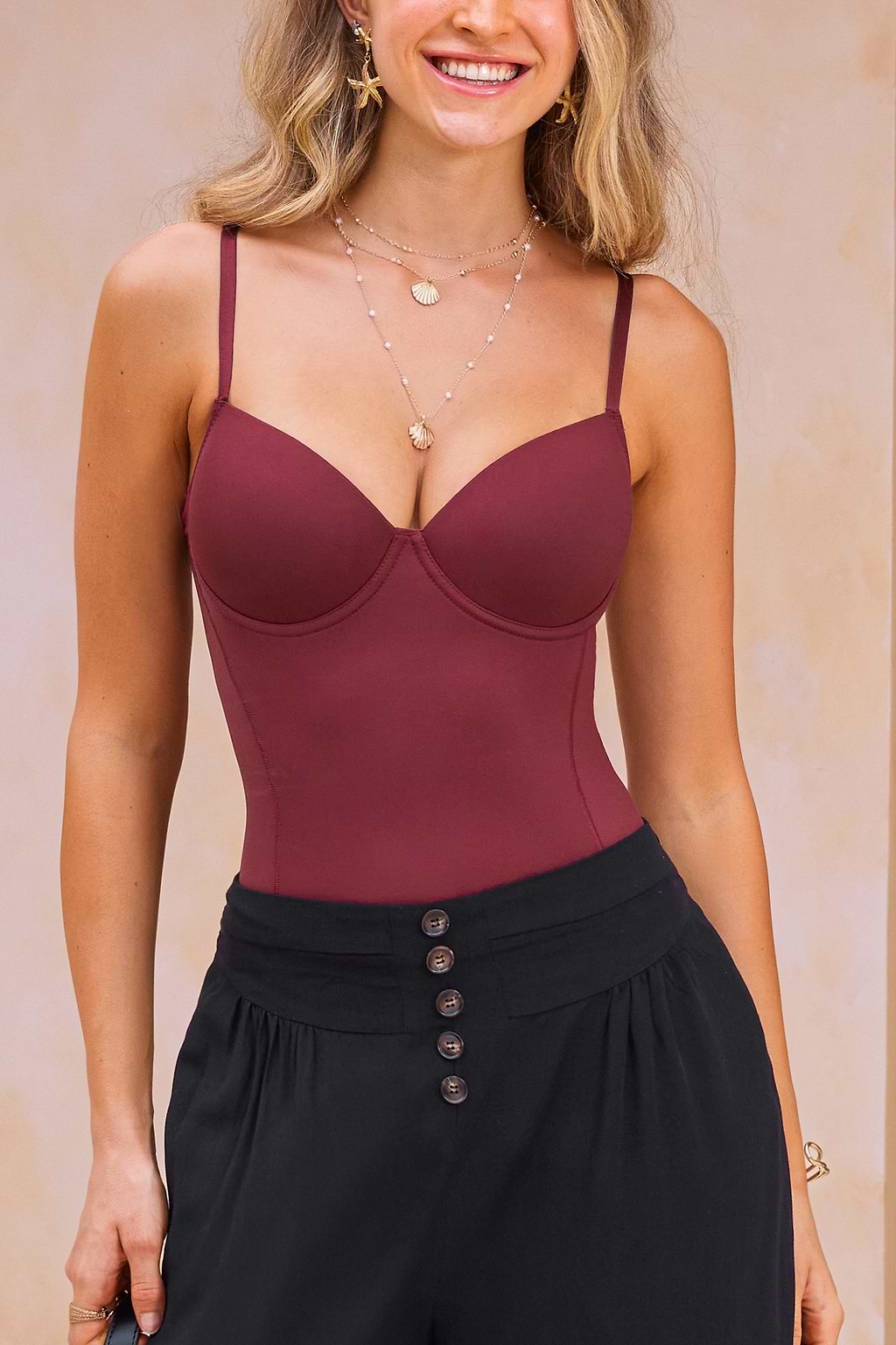 Diva Aura Maroon Shapewear Bodysuit