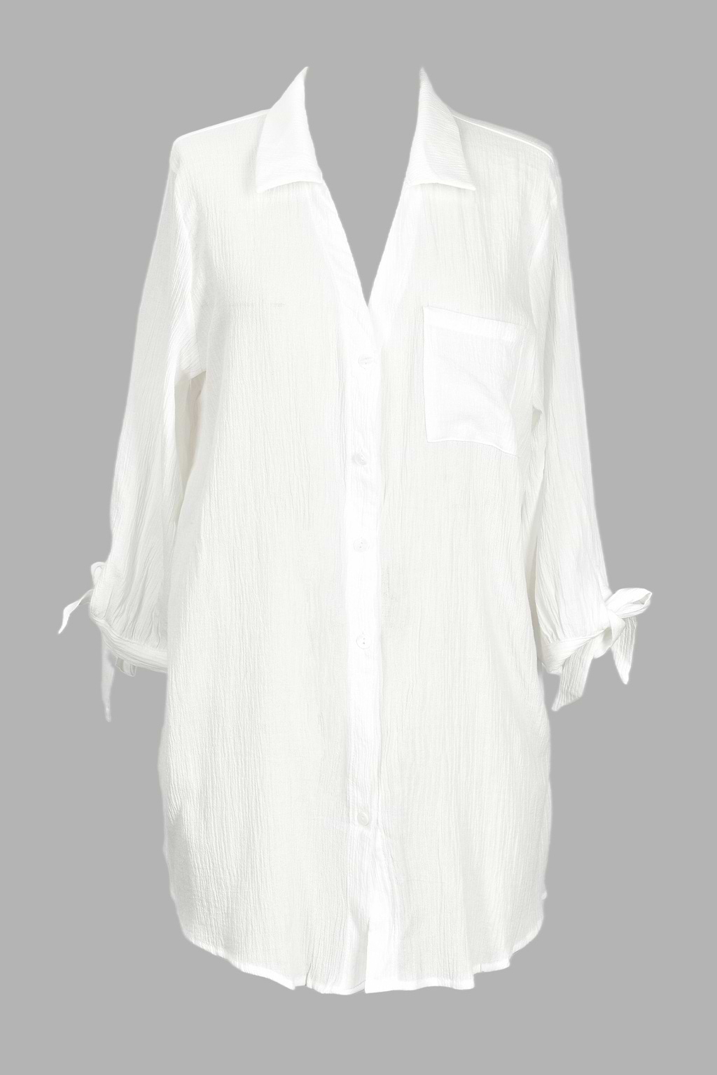 Seersucker Tie Cuff Cover-Up Dress