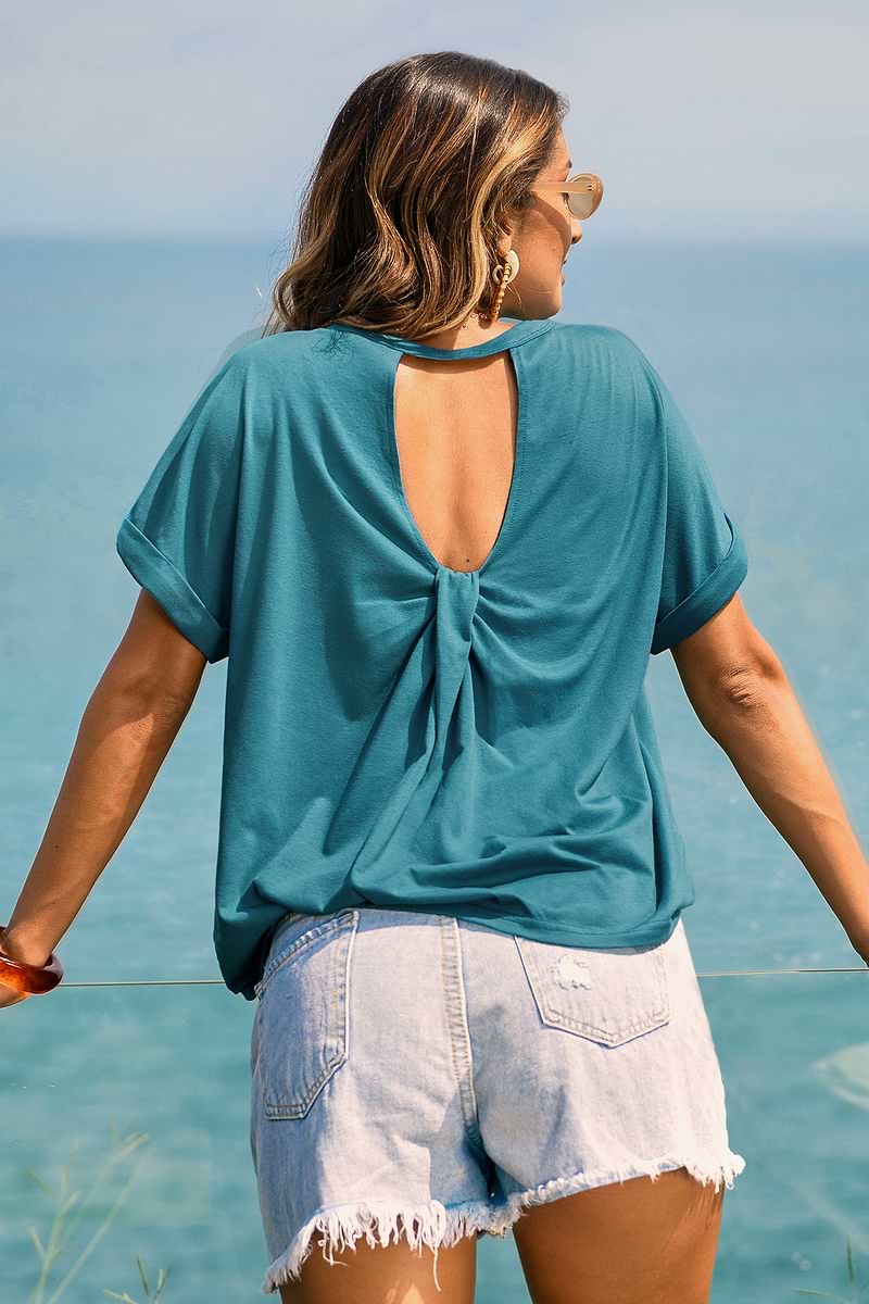 T-shirt aqua découpé