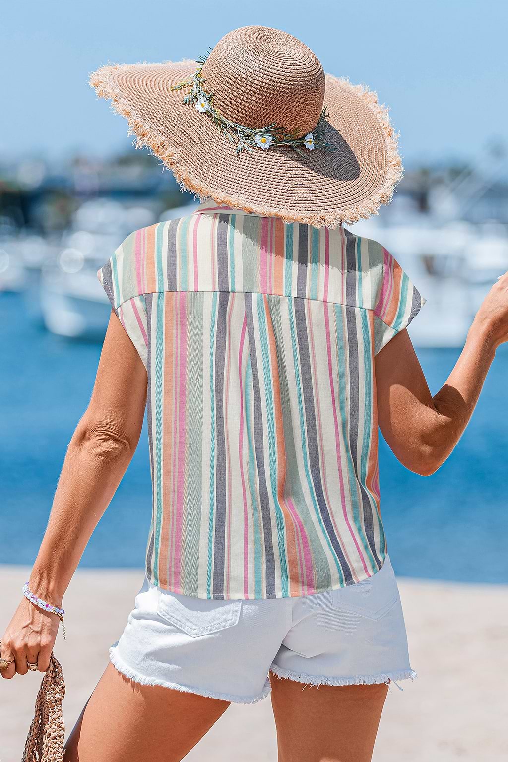 Top à rayures col chemise