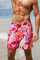 Rote Badeshorts für Herren mit Tunnelzug und Tasche