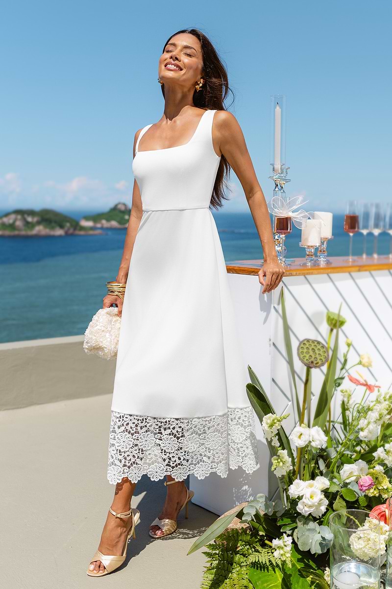 Slow Burn White Midi Dress