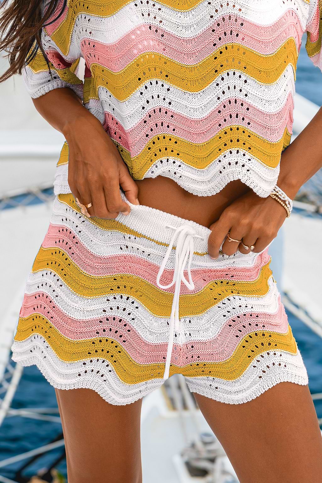 Feeling Butterflies Striped Yellow Cover-Up Shorts