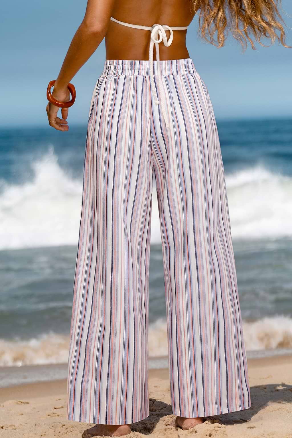 Pantaloni a righe con motivo a spirale di sorbetto