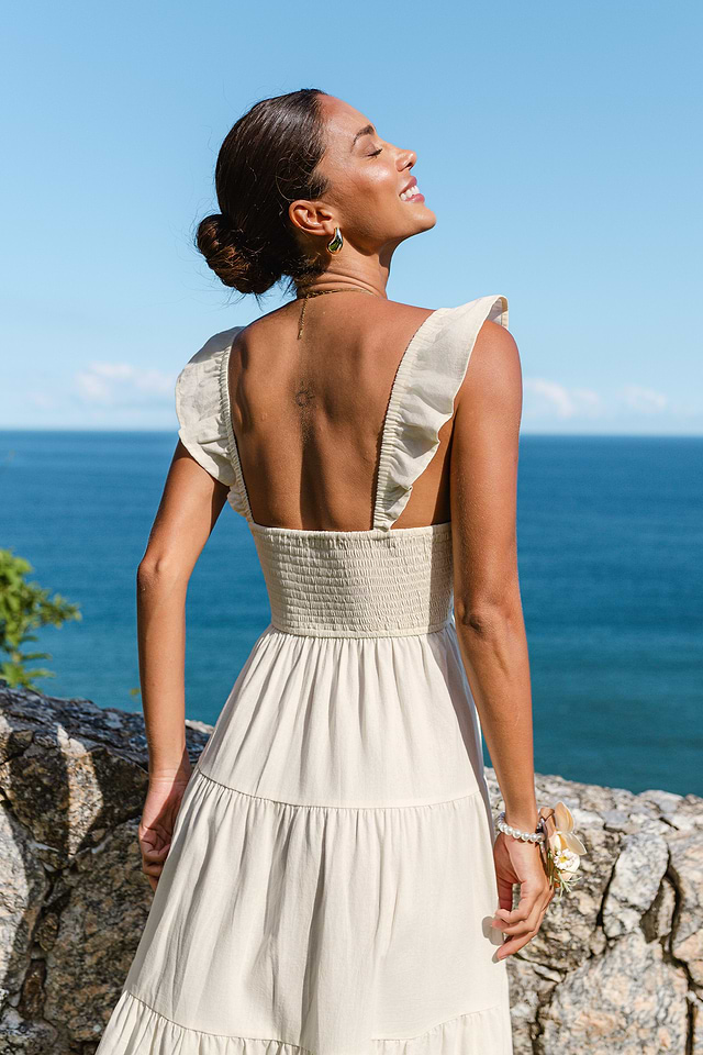 midi chiffon dresses for wedding guest Elegant Midi Length ruffles sleeve Twisted Wedding Guest Dresses with