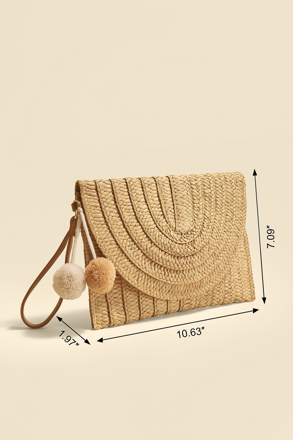 Khakifarbene Stroh-Strandtasche