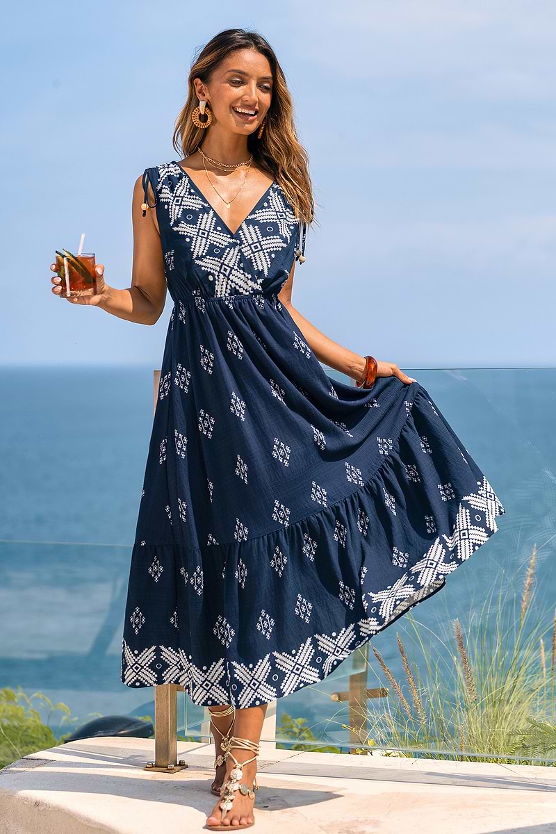 Grounding Exercise Geo Maxi Dress