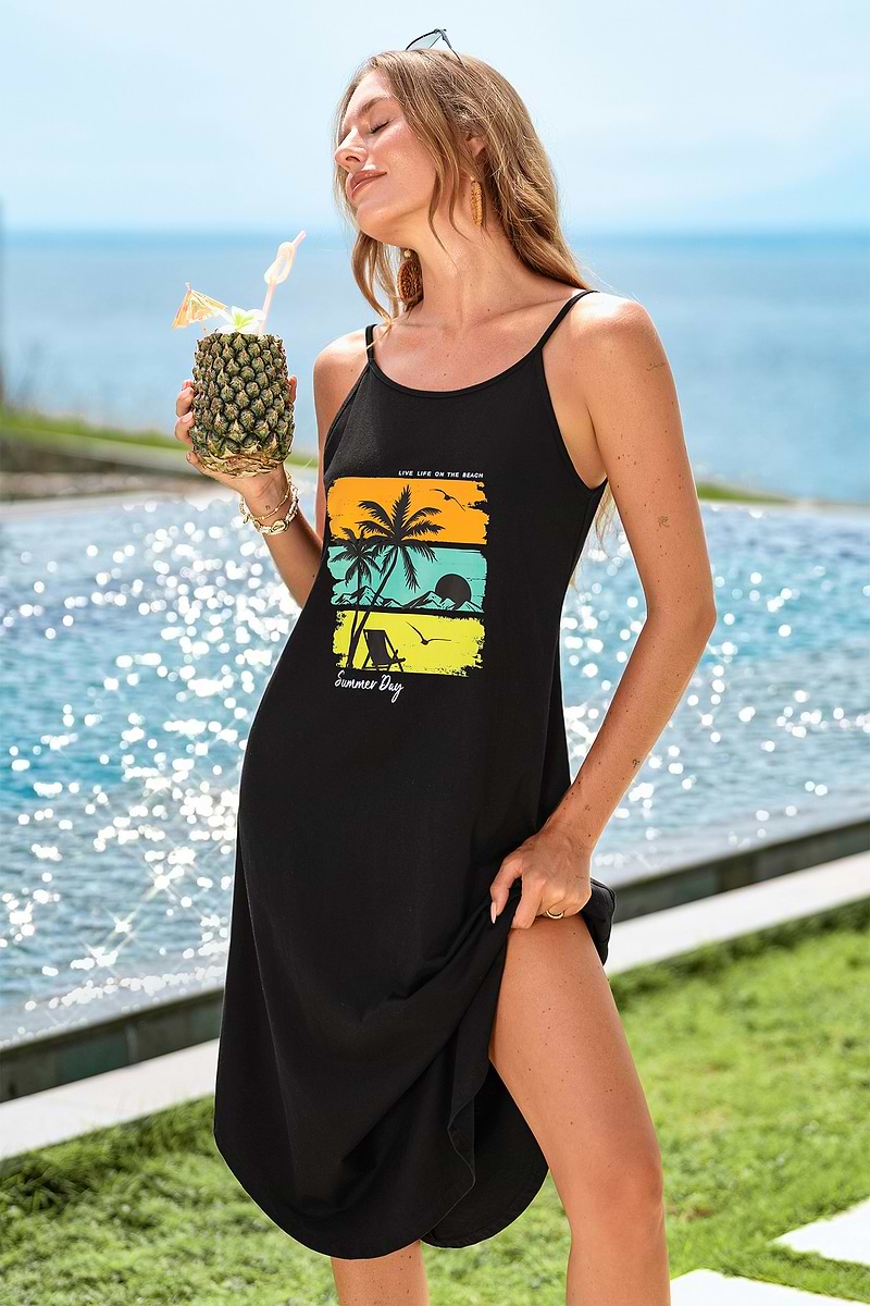 Summer Day Graphic Midi Dress