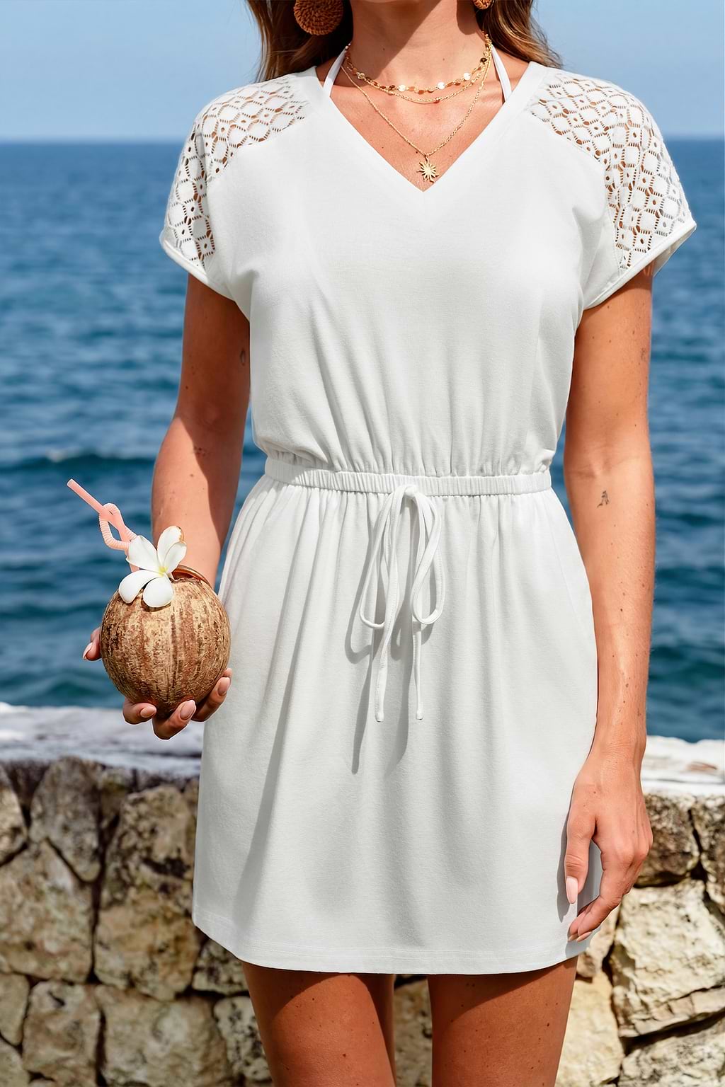 Daylight Rush White Cover-Up Mini Dress