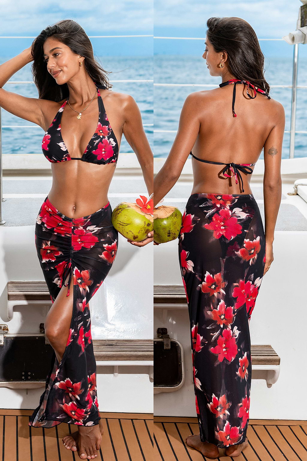 Trzyczęściowy komplet bikini Last Spring Floral