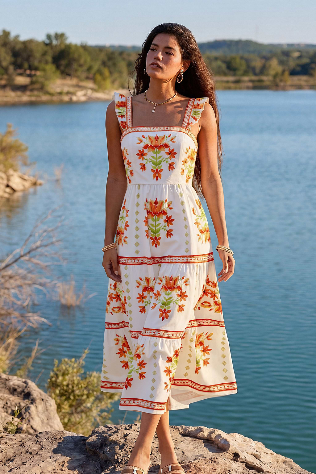 Sukienka maxi w kwiaty na cały dzień