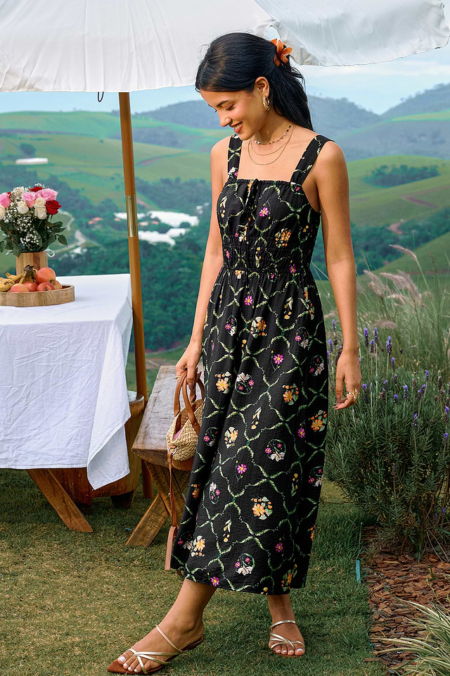 bold midi dress Mix Bold Floral Tiered Midi Dress