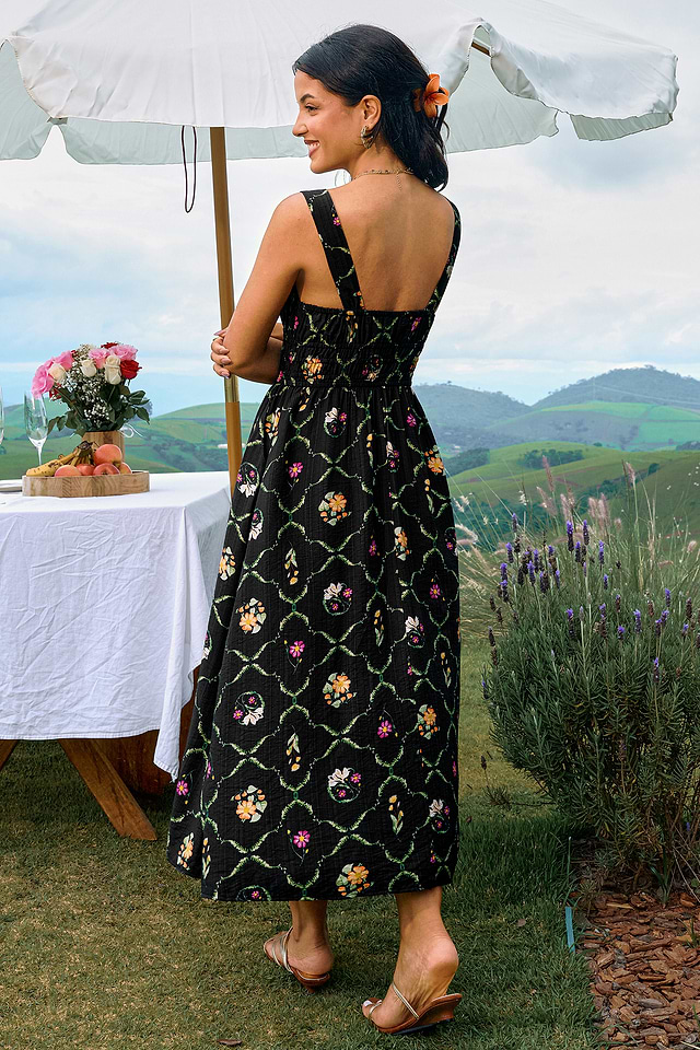 bold floral midi dress BOLD FLORAL WHITE and BLUE MIDI DRESS Fallon's