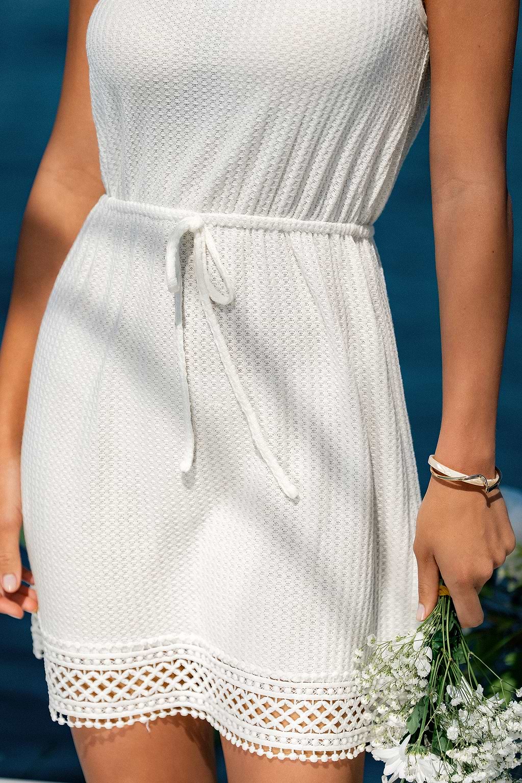 Off the Dock White Cover-Up Mini Dress
