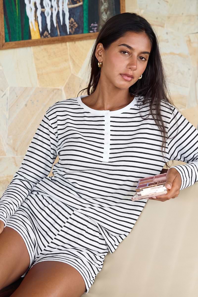 Up All Night Striped Pajama Set