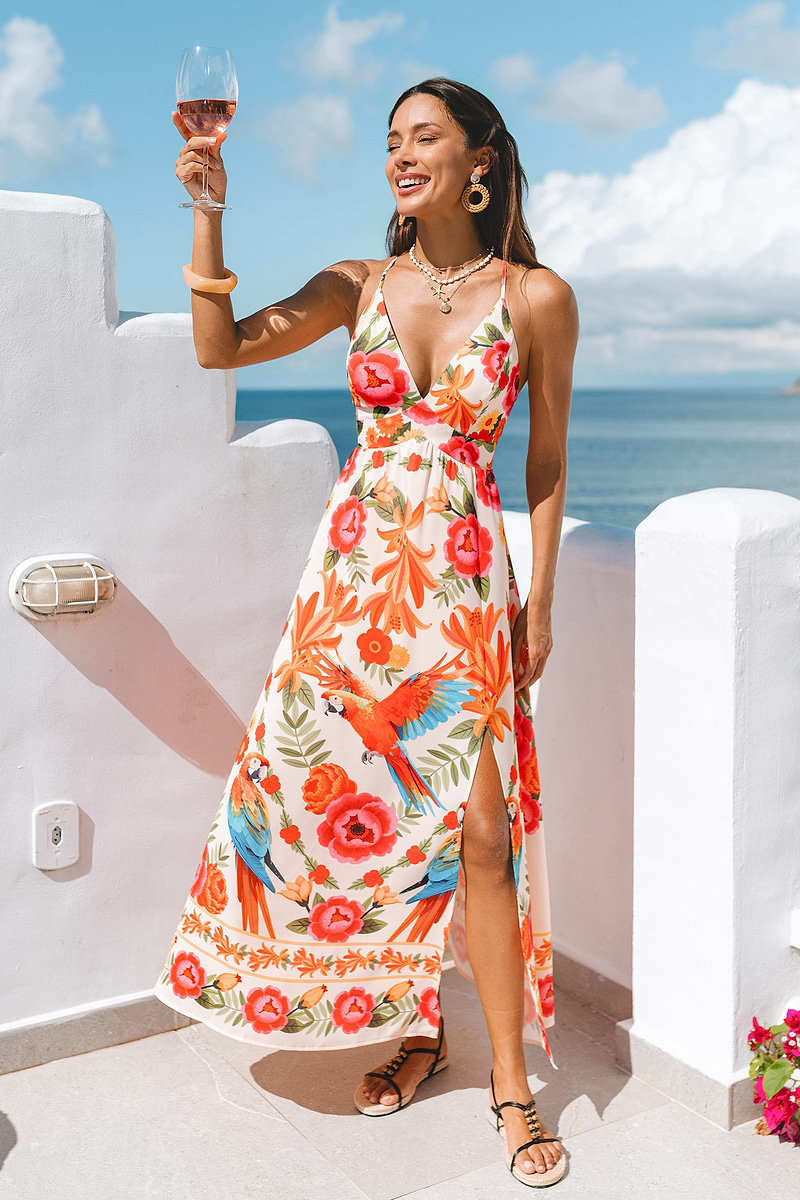 Bird Paradise Tropical Maxi Dress