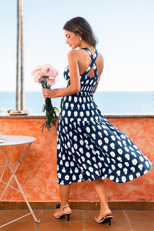 knee length dresses for ladies Z Supply Cocktail Hour Leaf Midi Dress || David's Clothing main image 0