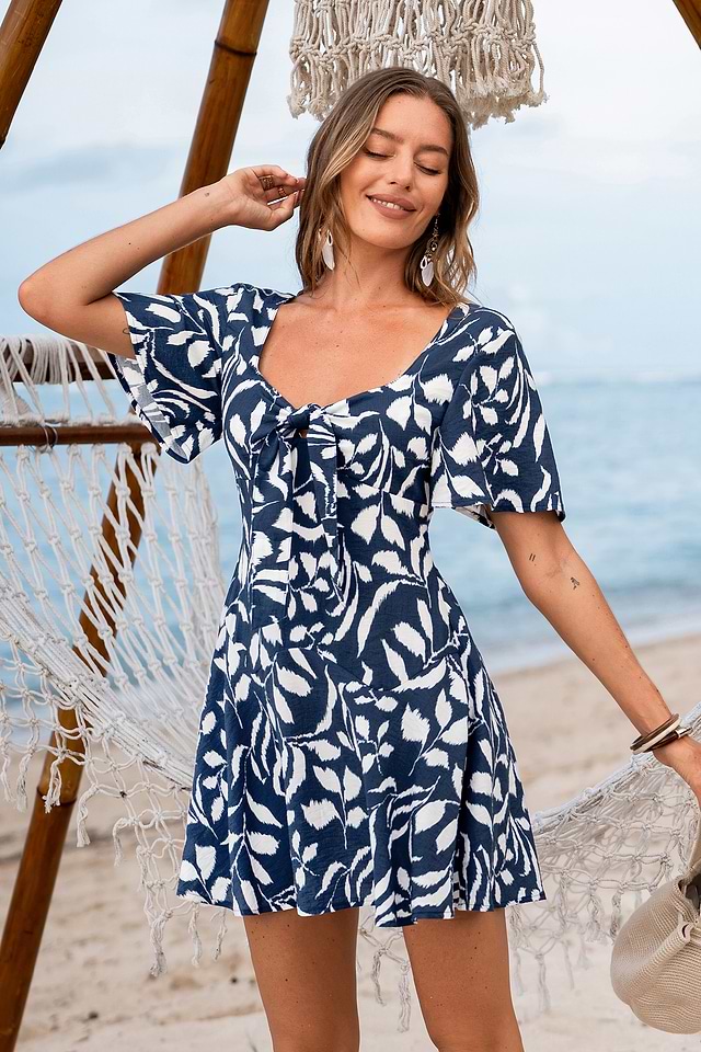 green emerald velvet dress Tropical Island Tiles Mini Dress – Oravale