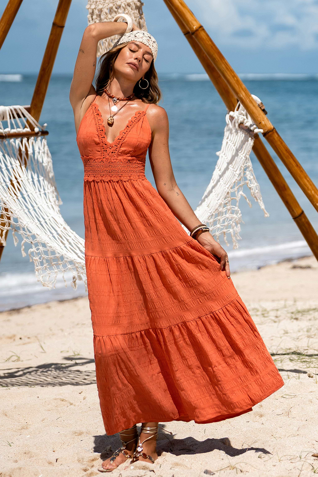 Sukienka maxi Vacation Glam Orange