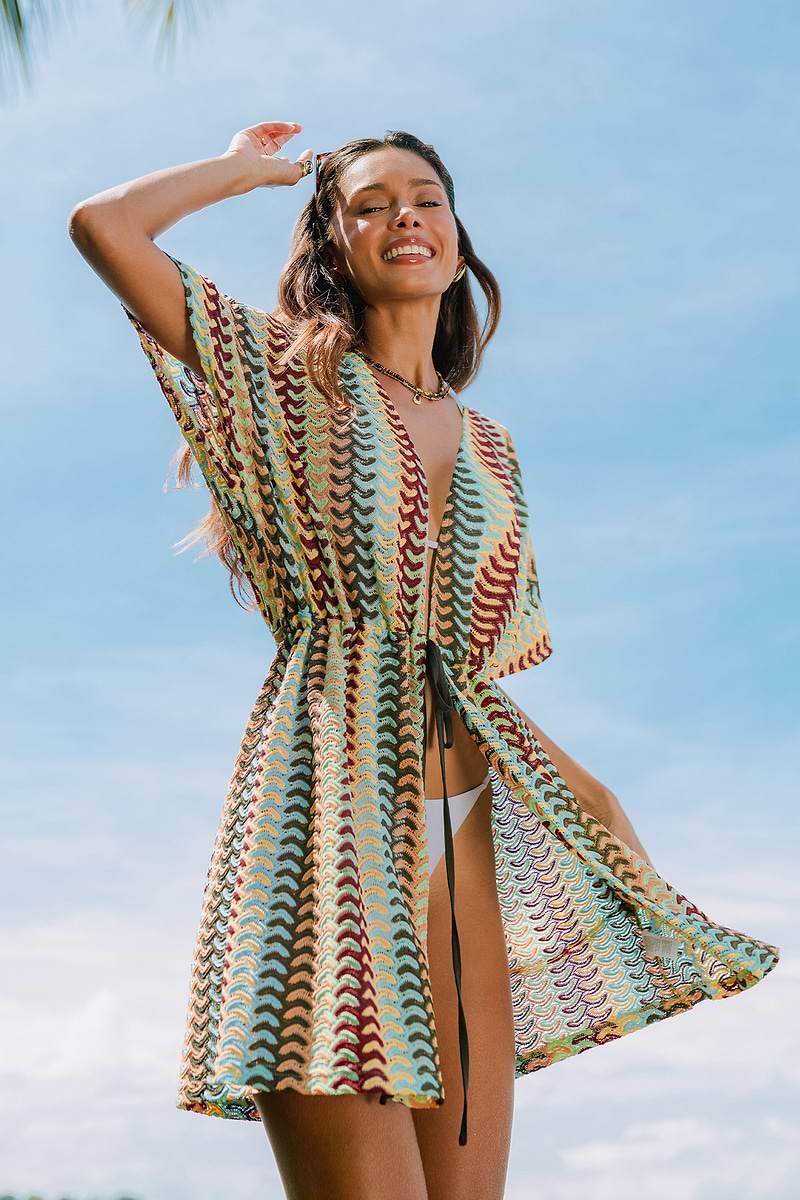 Twinkle Lights Striped Cover-Up Kimono