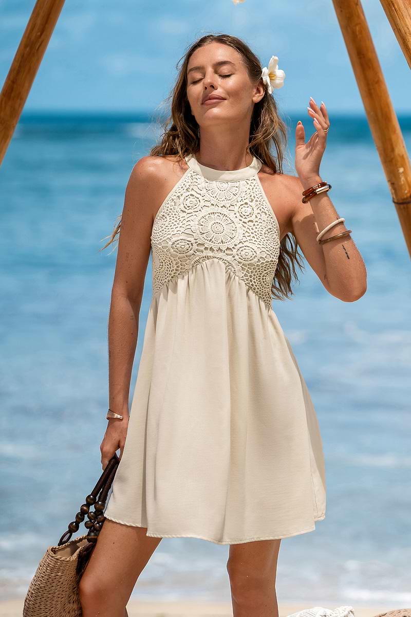 Airy Beige Mini Dress