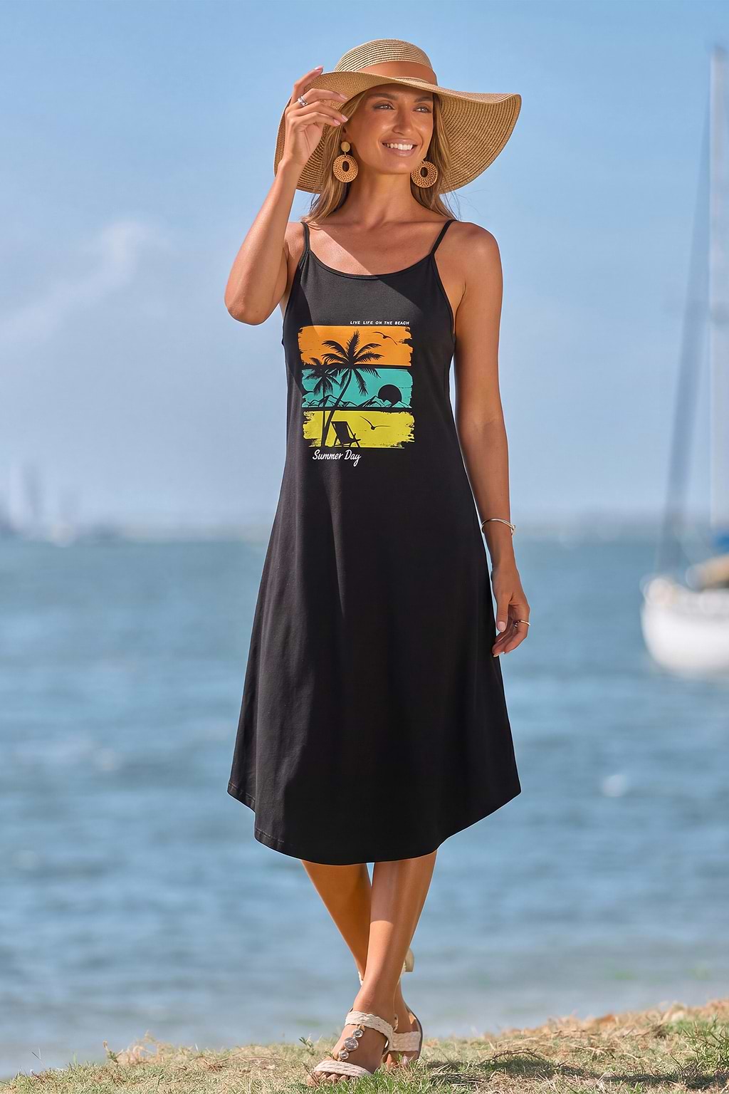 Summer Day Graphic Midi Dress