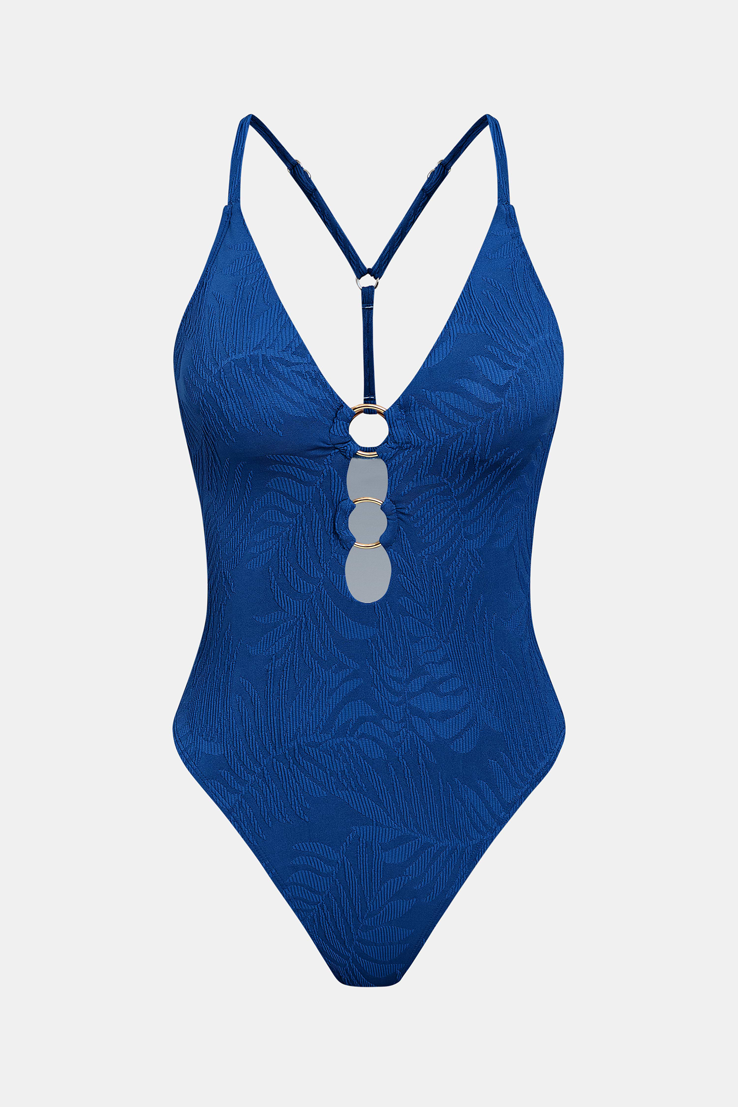 Blue Plunge One Piece Swimsuit with High-Cut Cheeky Fit