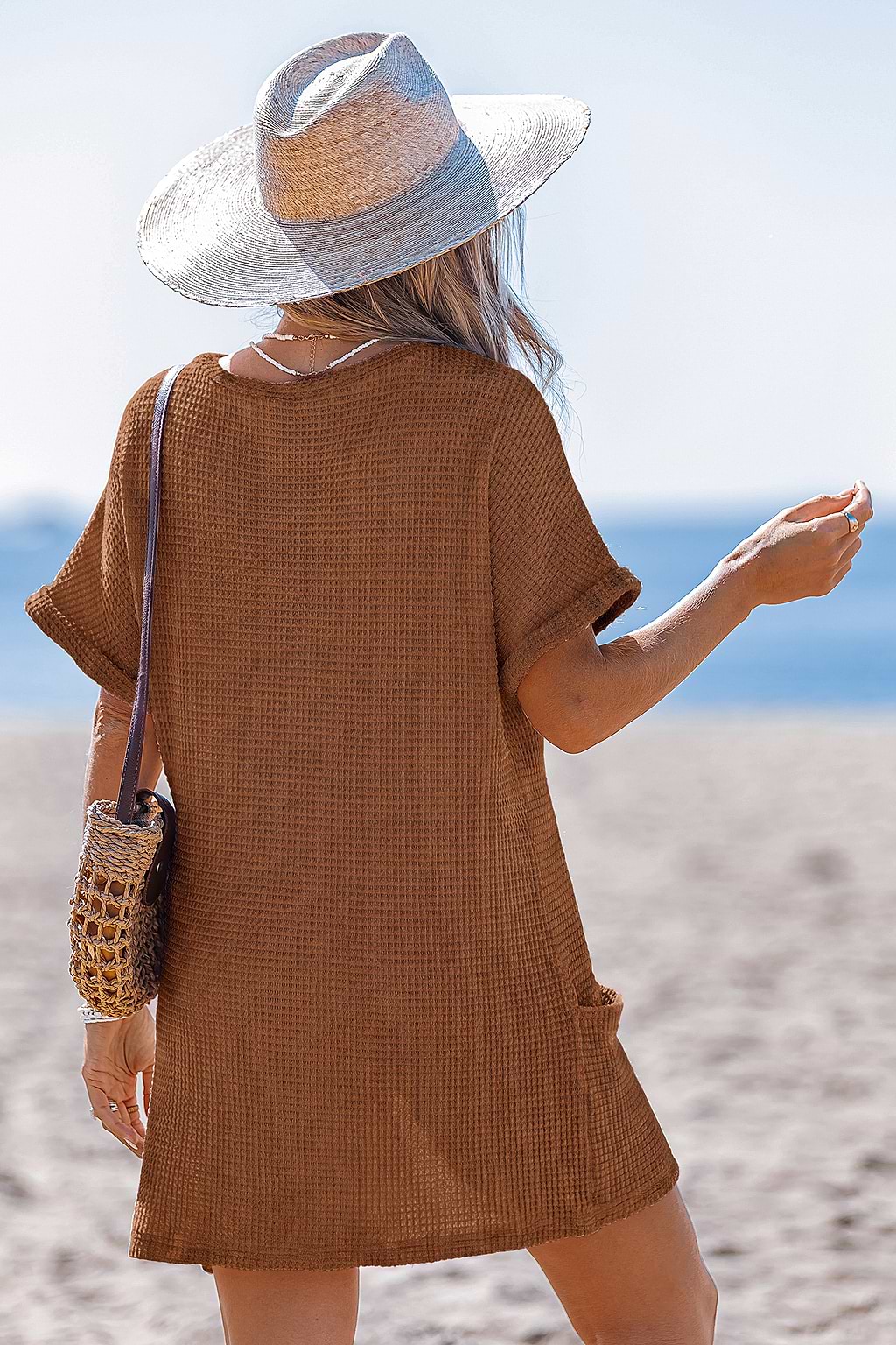 Walk of Fame Brown Cover-Up Mini Dress