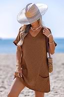 Walk of Fame Brown Cover-Up Mini Dress
