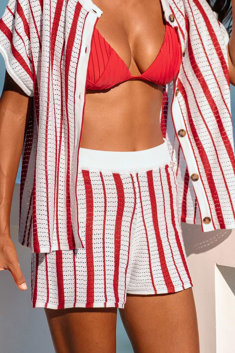 Pantaloncini copricostume a righe Cherry Pie