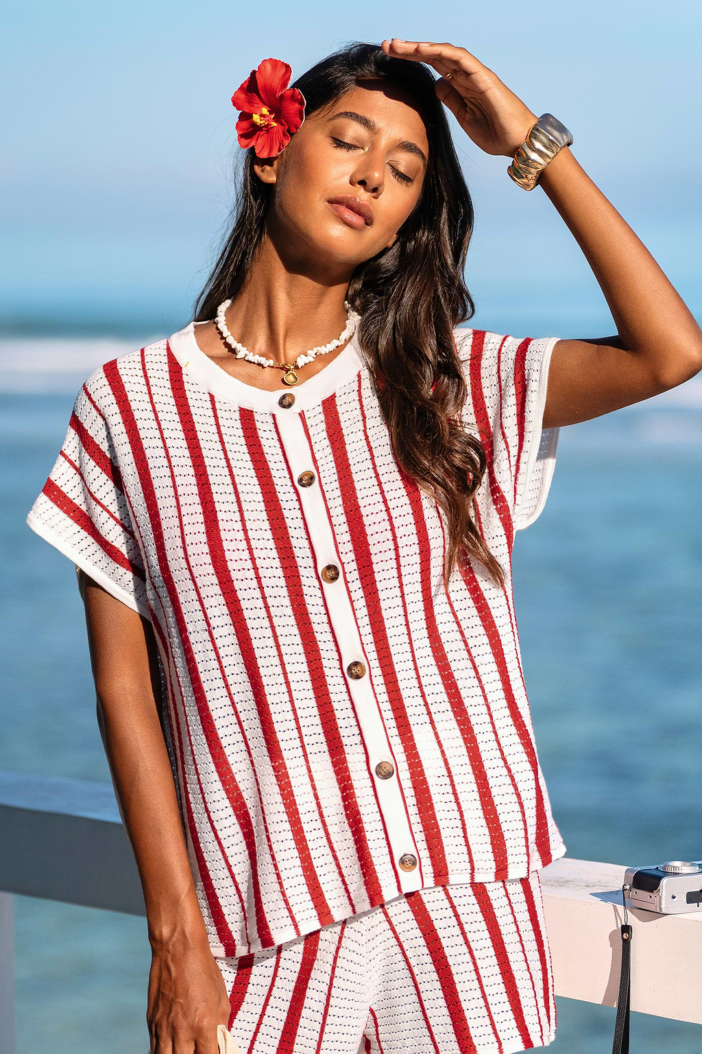 Cherry on Top Striped Cover-Up Top