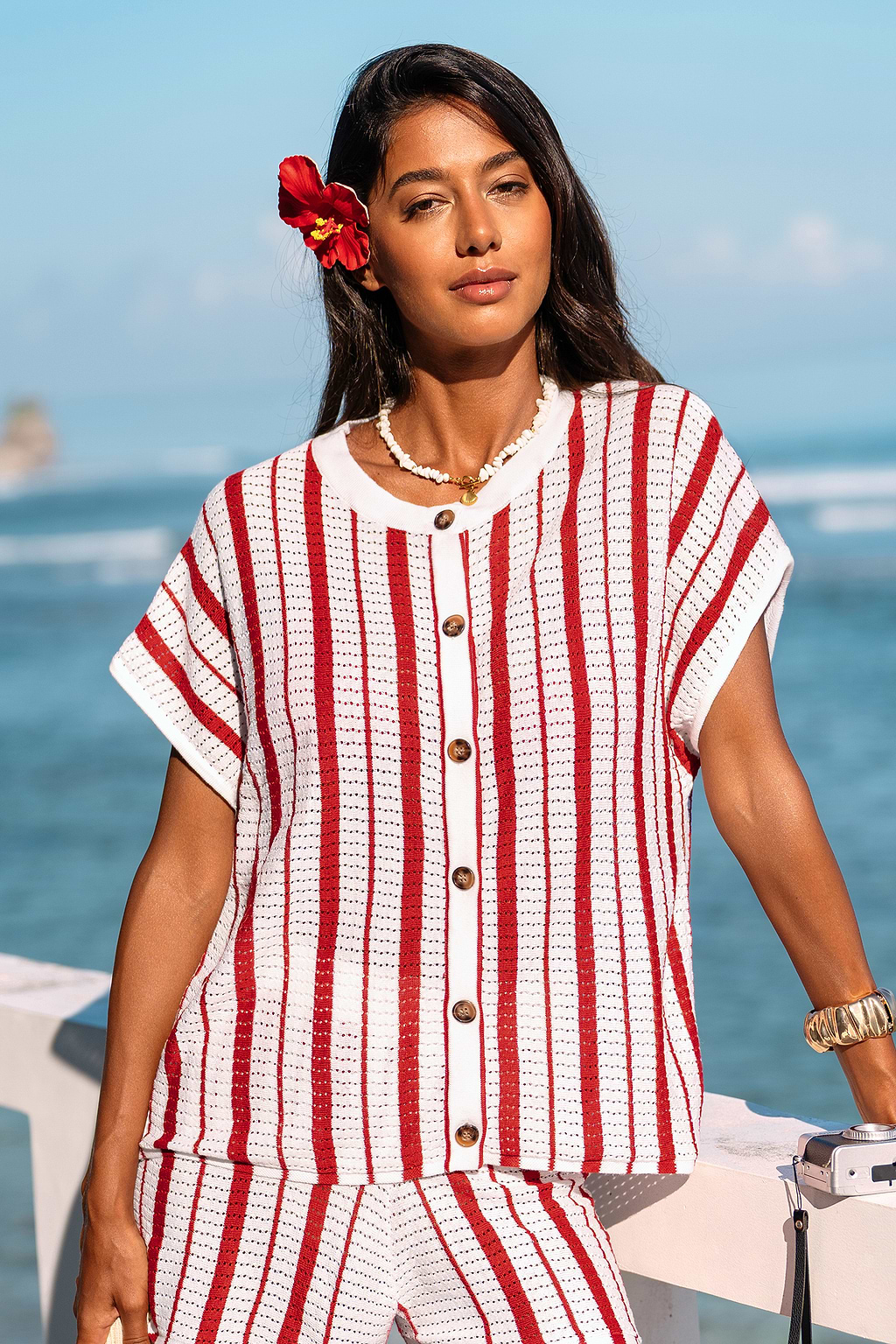 Cherry on Top Striped Cover-Up Top