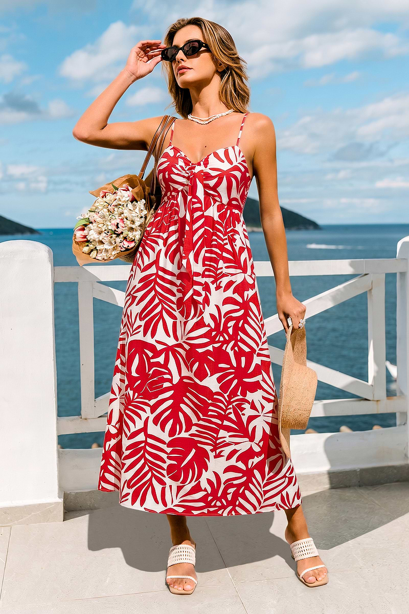 Sprankelende tropische maxi-jurk