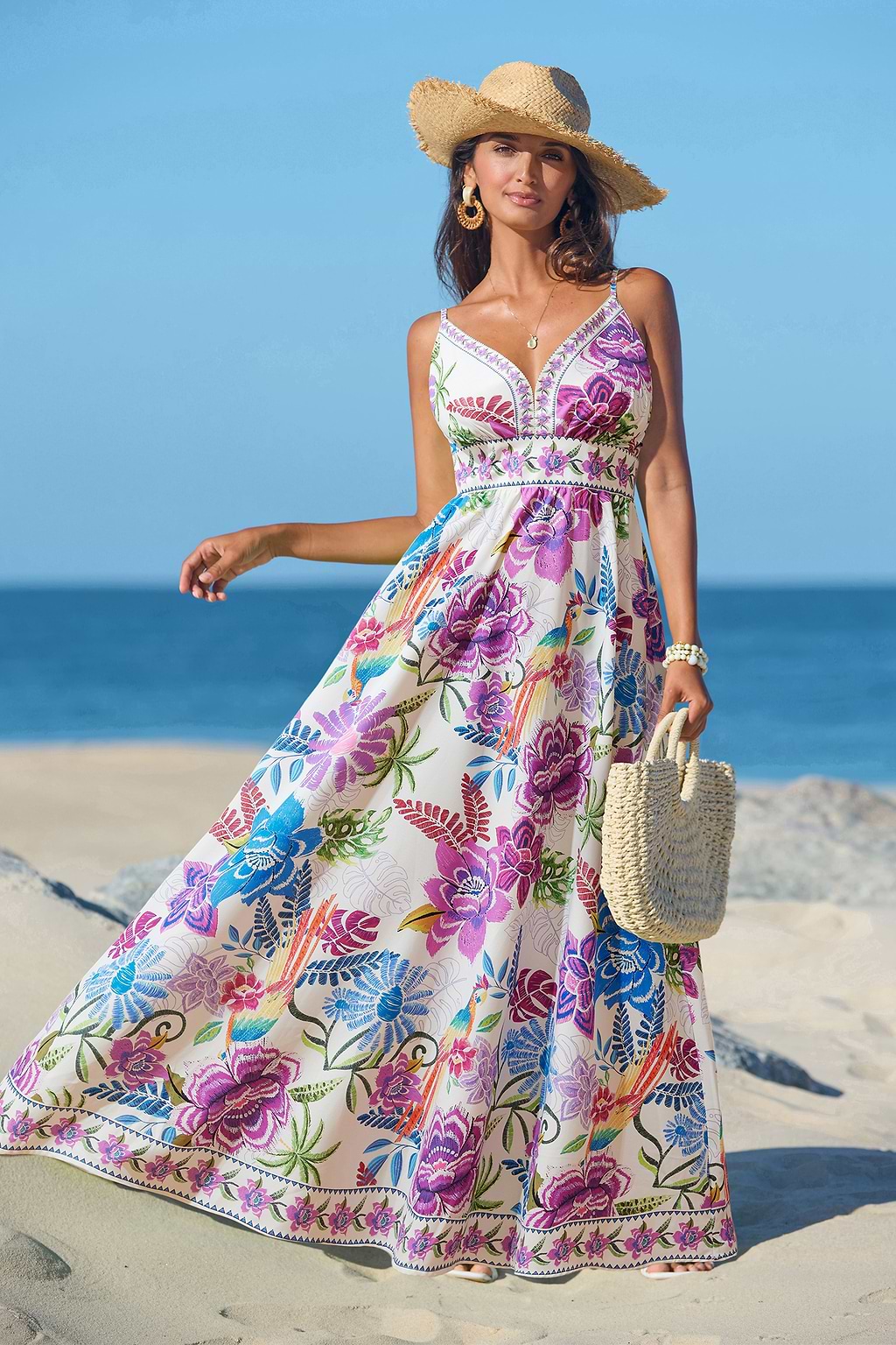 Feather Weather Tropical Maxi Dress