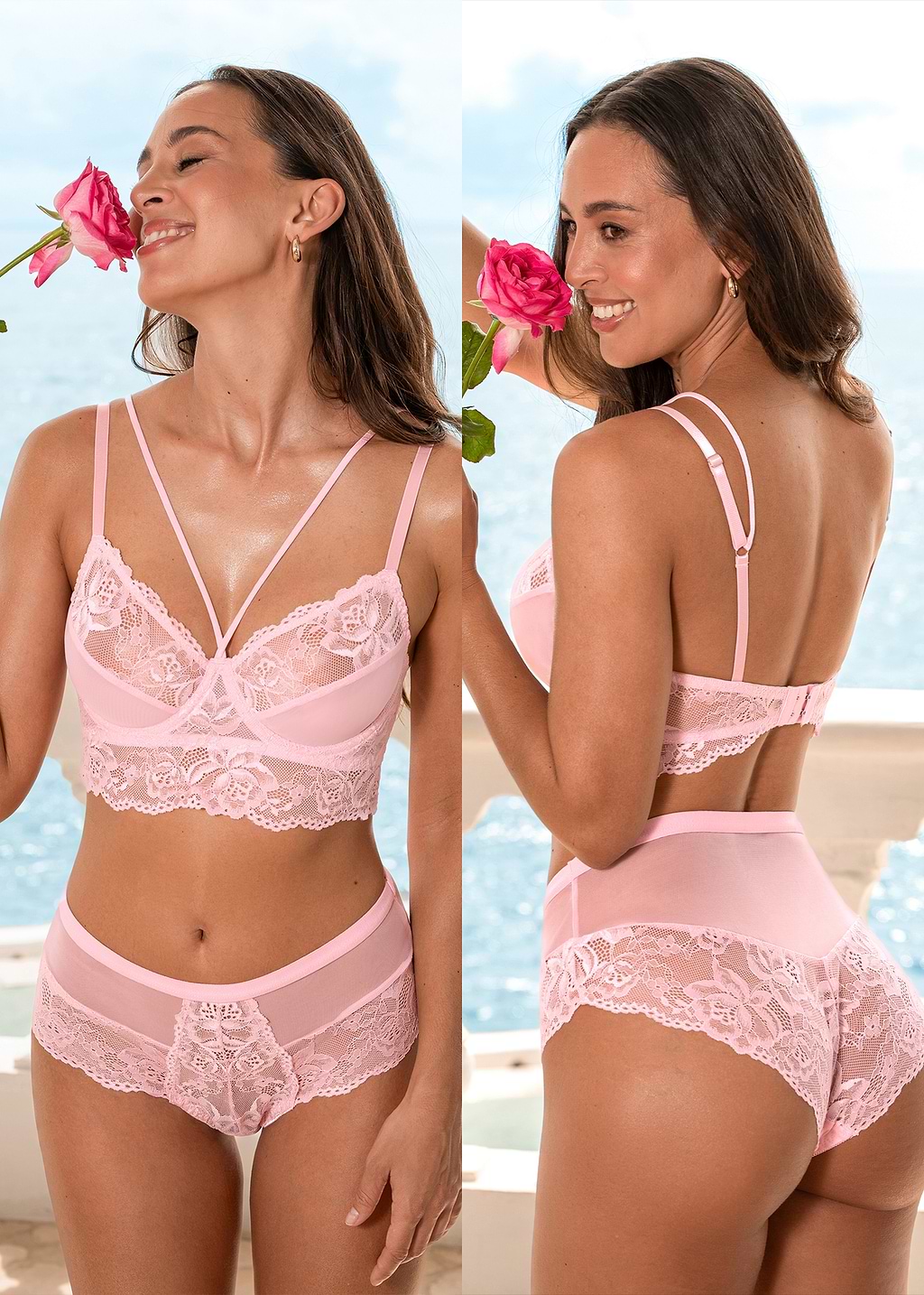 Ensemble de lingerie rose dentelle