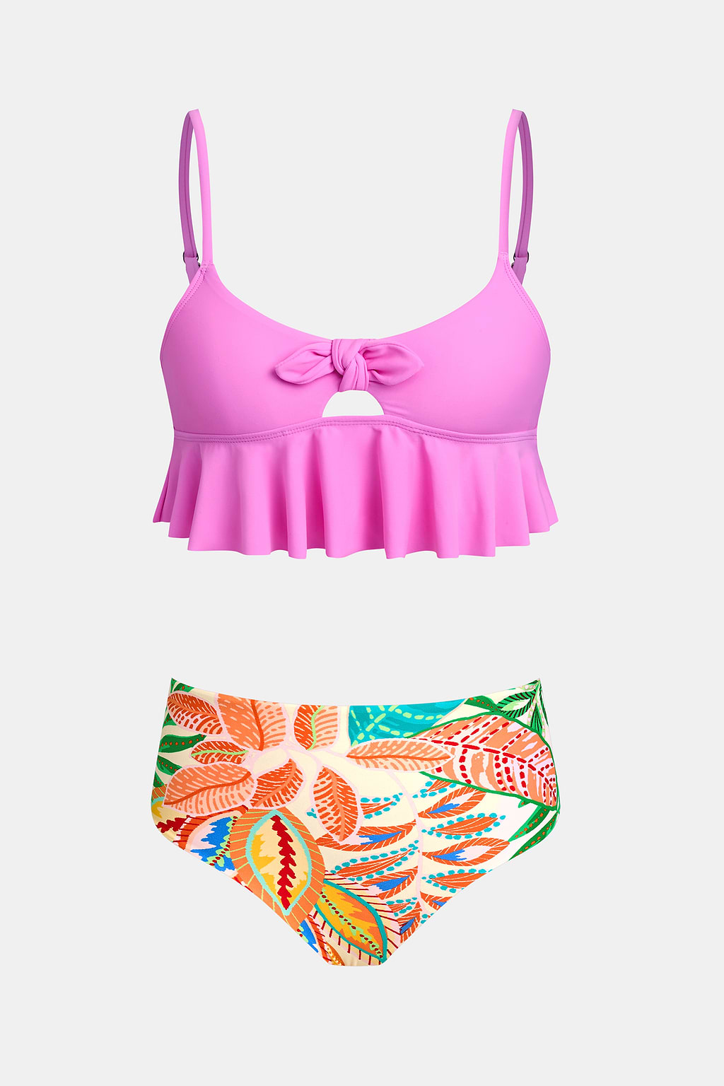 Tankini enfant réversible taille haute