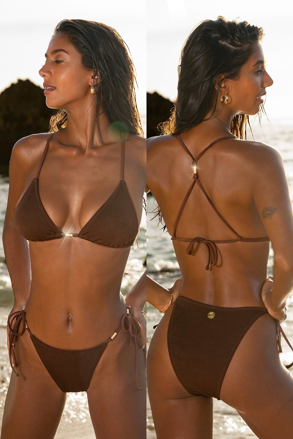 Bikini marron en taille basse