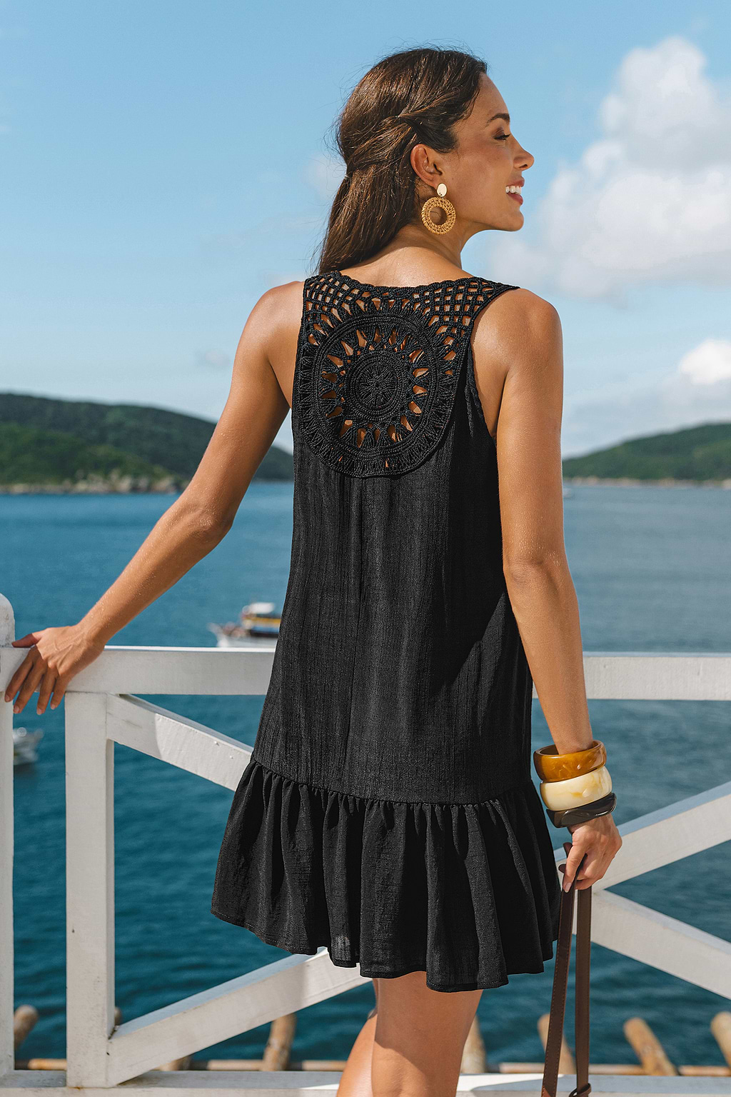 Little Darling Black Cover-Up Mini Dress