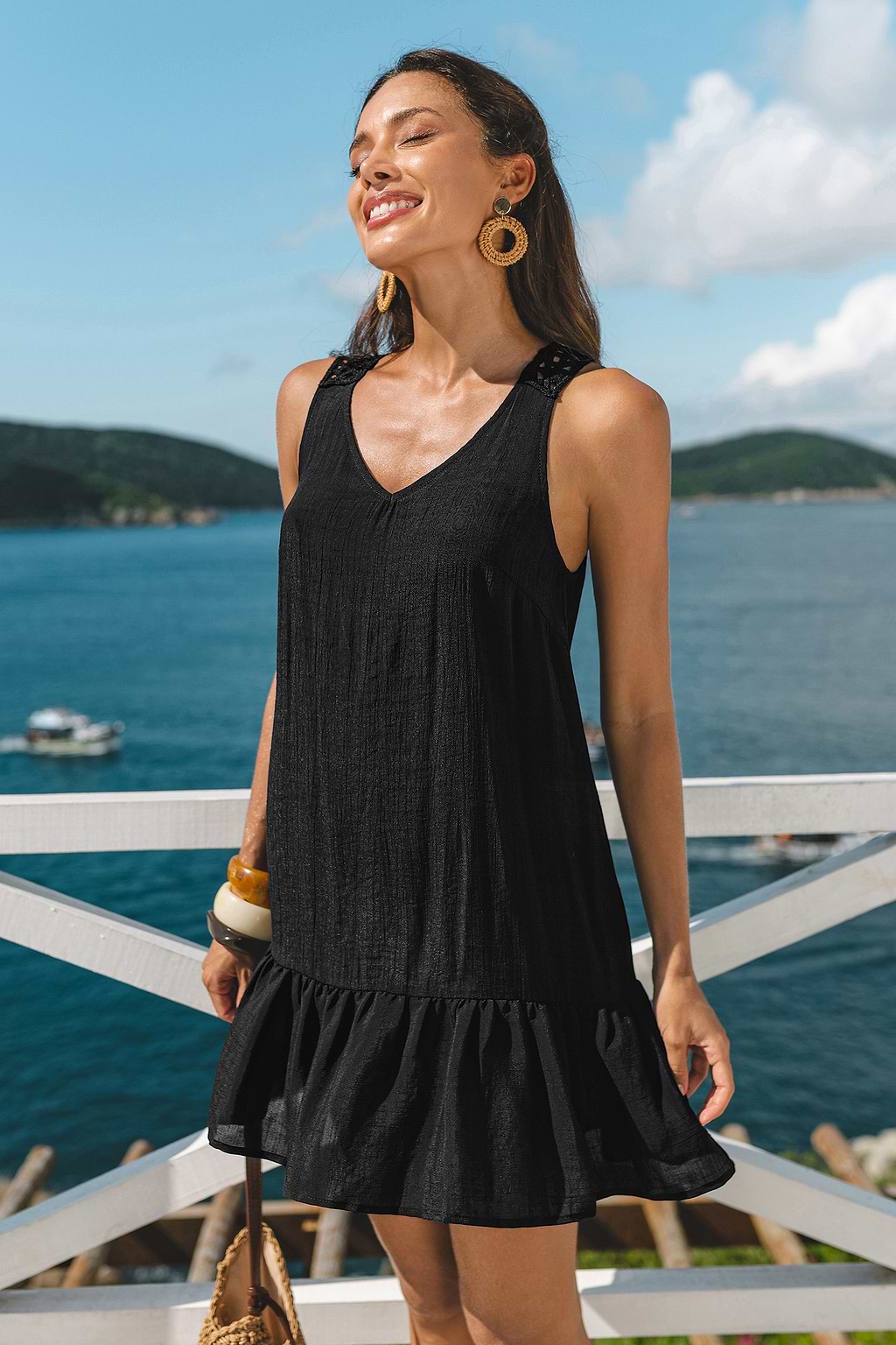 Little Darling Black Cover-Up Mini Dress