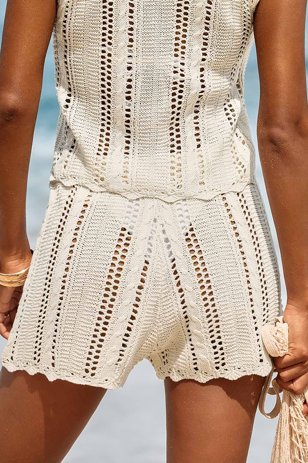 Off Grid Beige Cover-Up Shorts