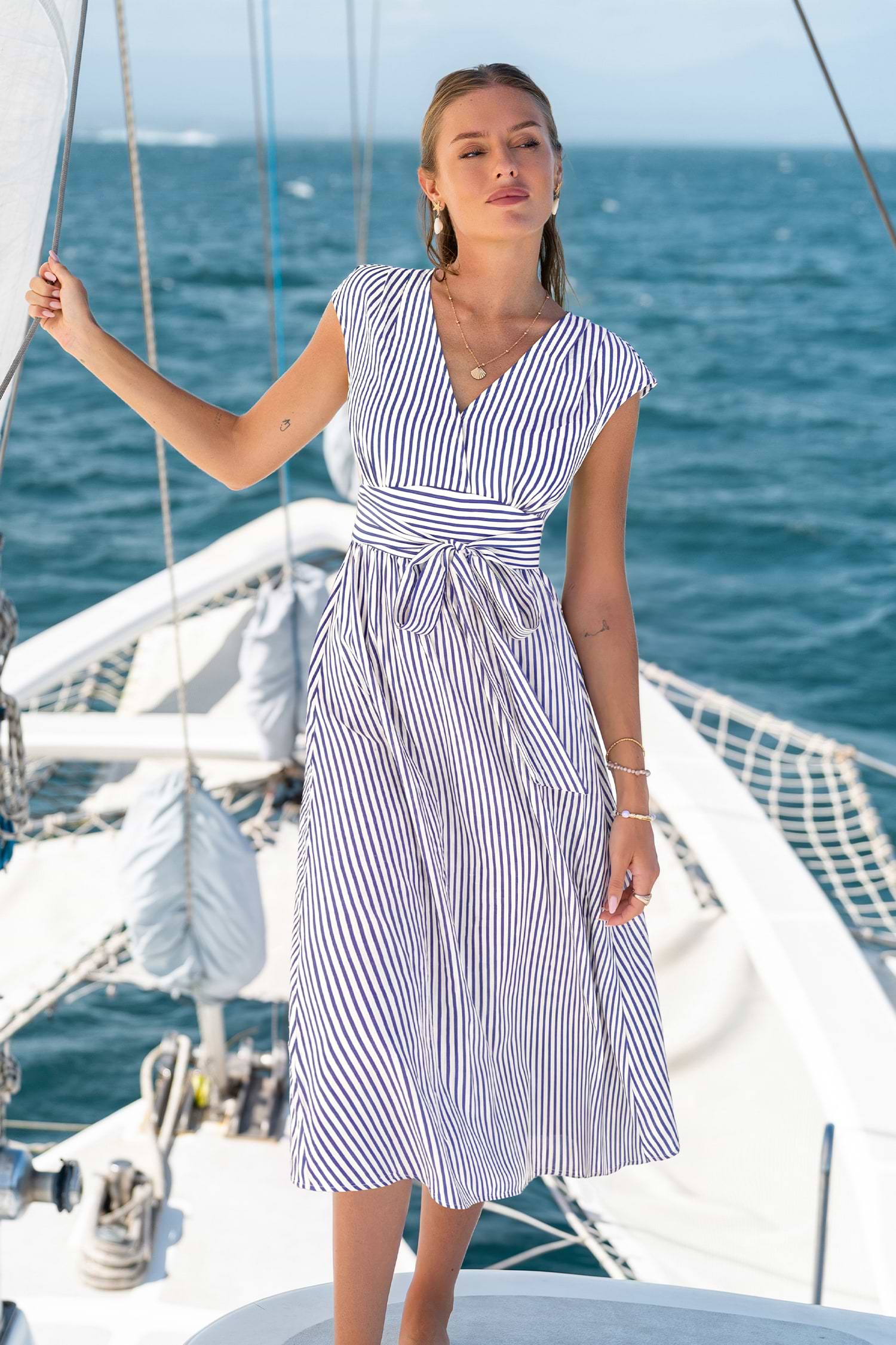 Straight Forward Striped Maxi Dress