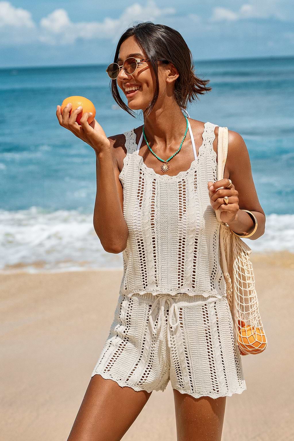 Salt Dazed Beige Cover-Up Top