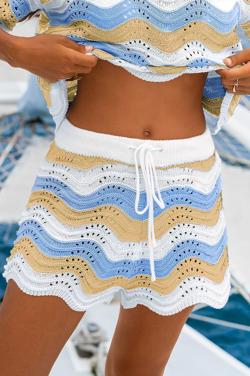 Gestreepte cover-up shorts met vlinderprint