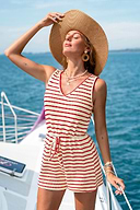 Effortless Cool Striped Cover-Up Romper