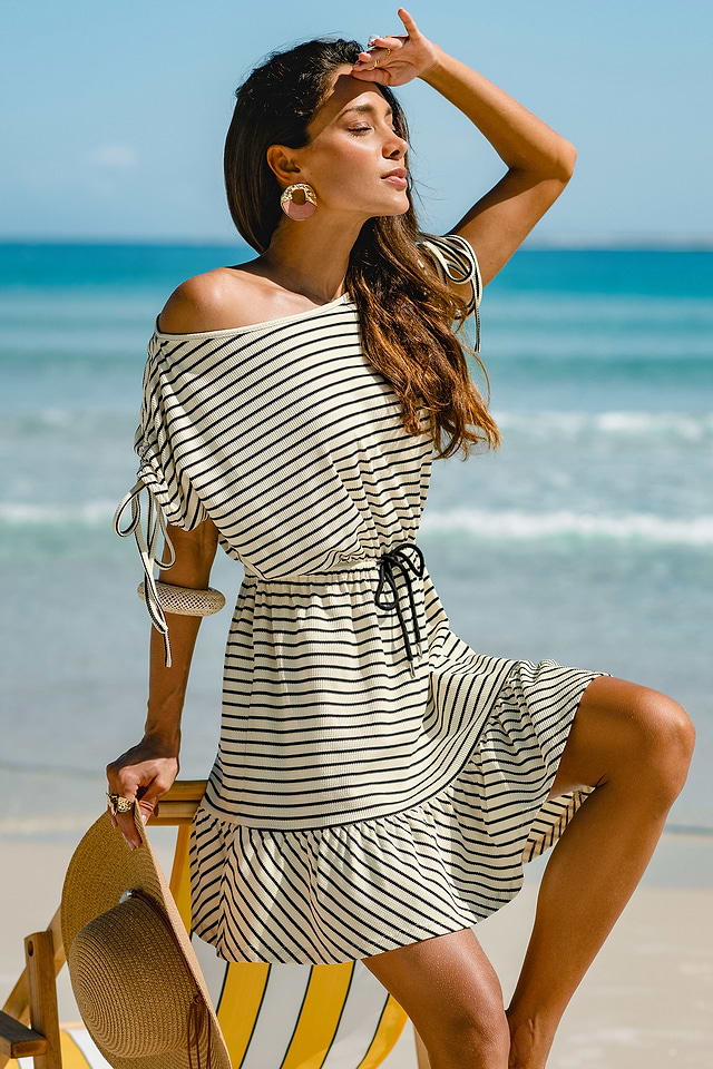 knee length dresses for ladies Coastline Mini Dress | Red Stripe main image 0