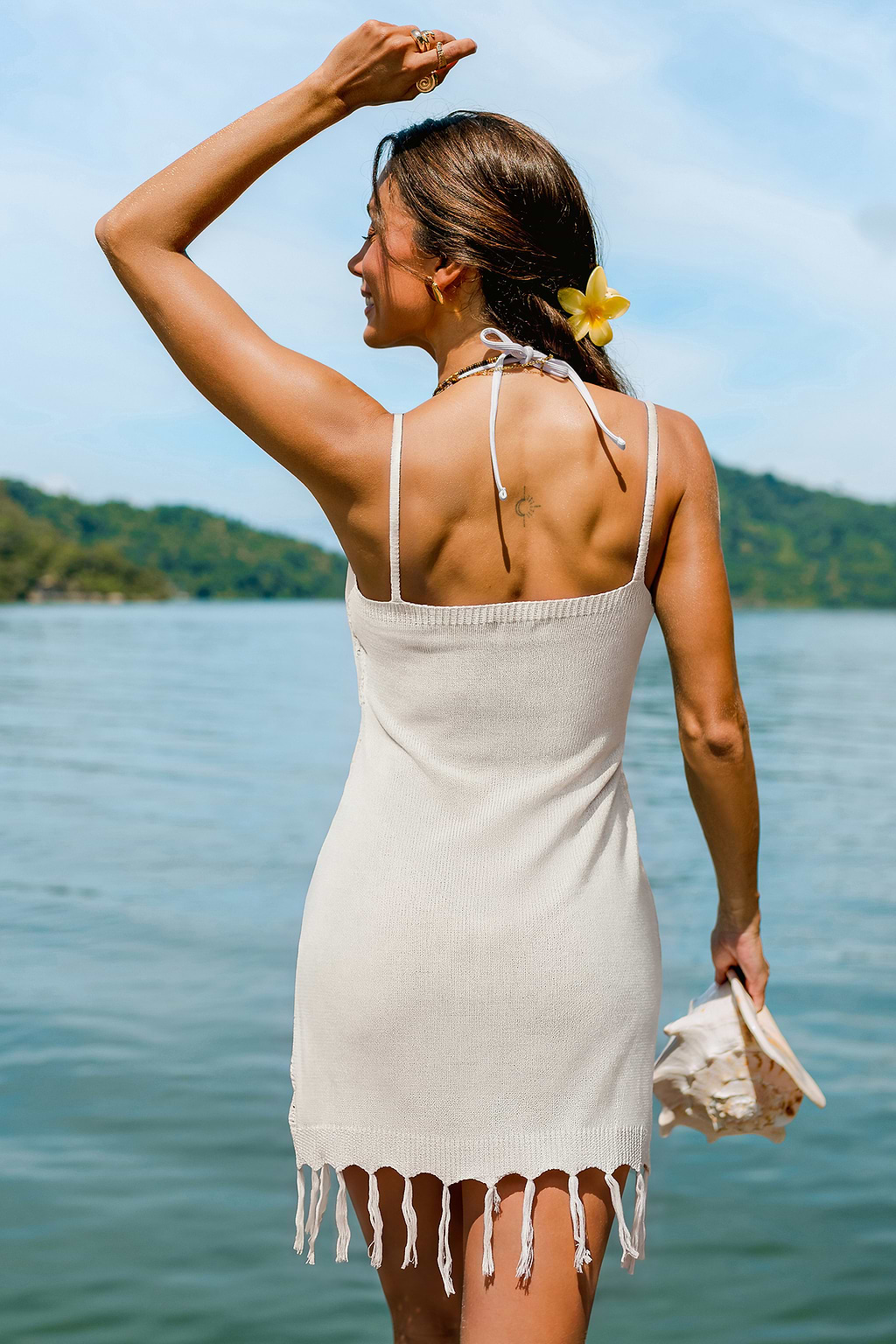 Glow All Day White Cover-Up Mini Dress