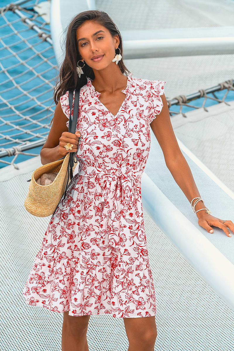 Porcelain Meadow Floral Mini Dress