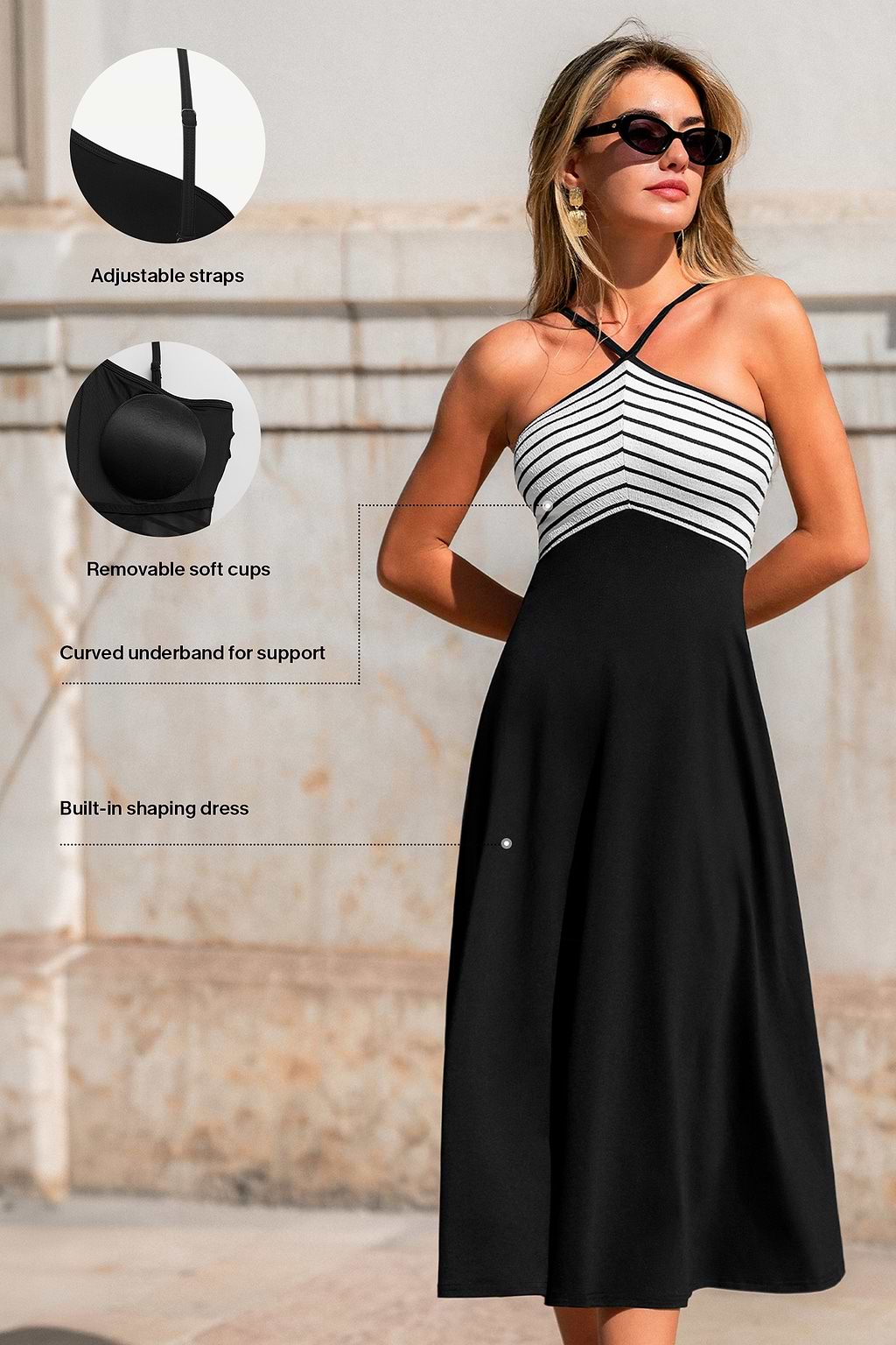 Palm Read Striped Midi Dress