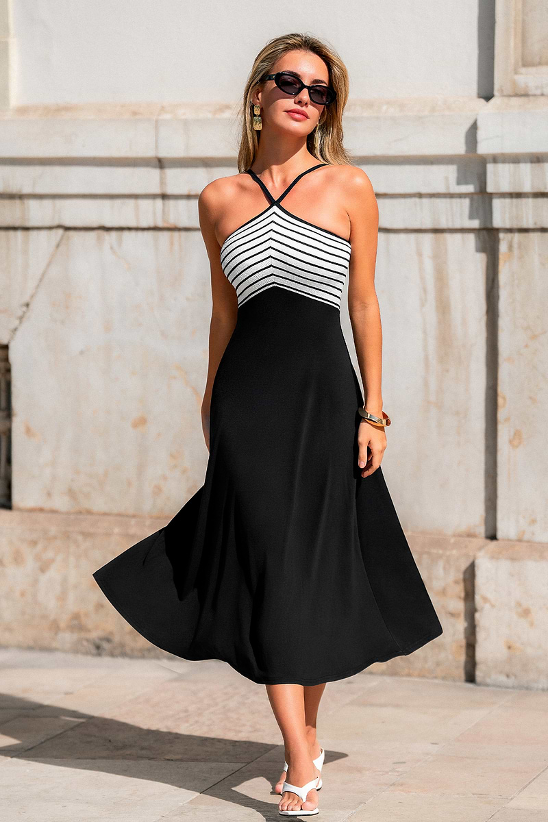 Palm Read Striped Midi Dress