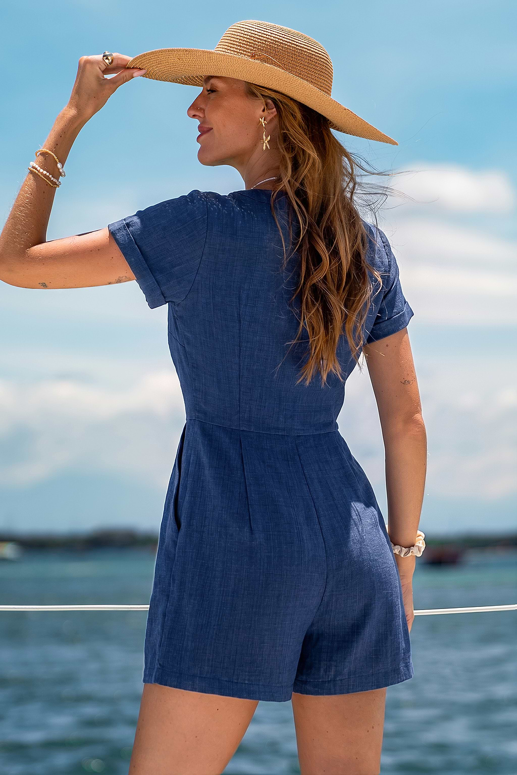 Gloria Blue Romper